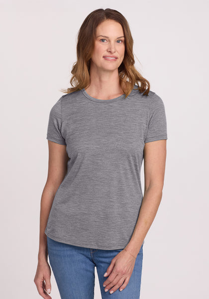 Womens Merino Wool Crew Neck Tee - Loose Fitting Breathable T