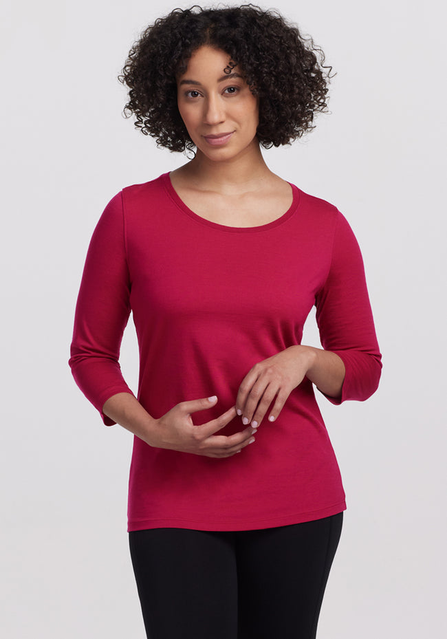 Jenny 3/4 Sleeve Crew Neck - Poppy Spark