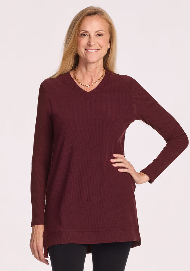 Evie Ribbed Tunic - Toasted Garnet