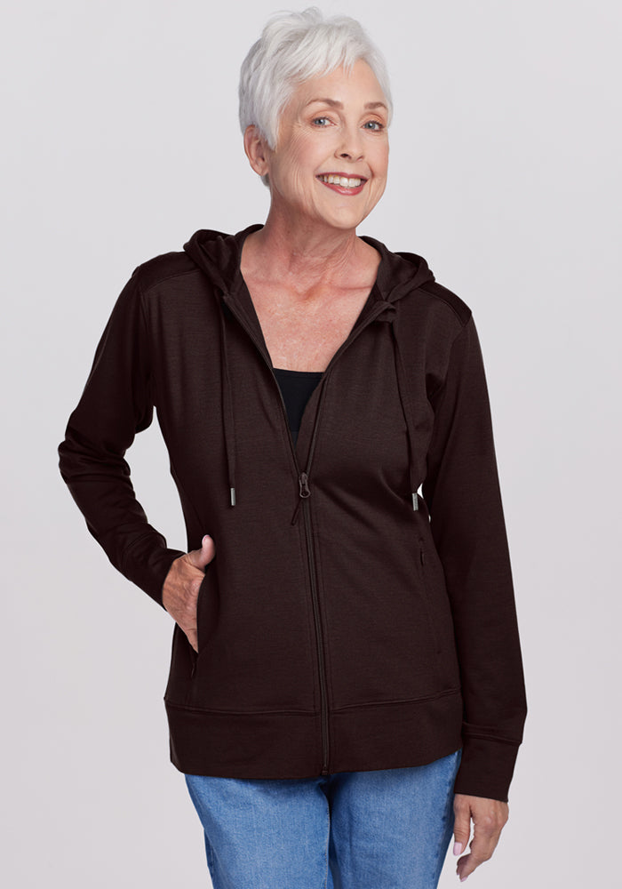 Womens Merino Wool Hooded Zip Front Sweatshirt - Free Shipping – Woolx