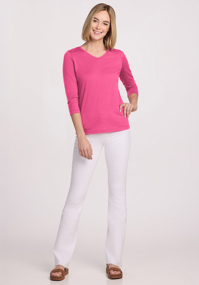 Women's 3/4 Sleeve Merino Wool Top - Woolx Elena