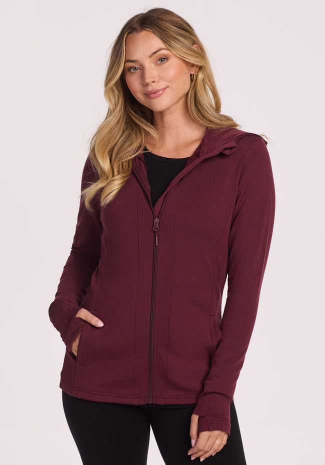 Zoey Zip Up Hoodie - Toasted Garnet