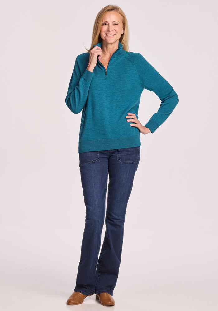 Collins Half Zip Sweater Harbor Teal – Woolx