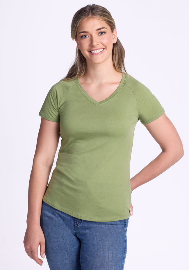 Mia V Neck - Fern Glow