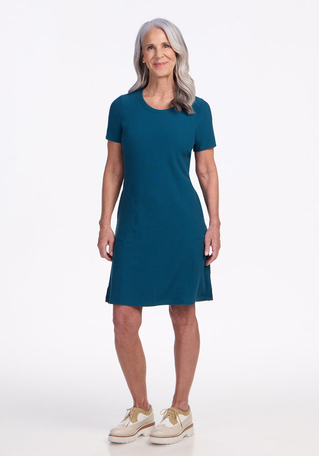 Harlowe Ribbed Dress - Moroccan Blue