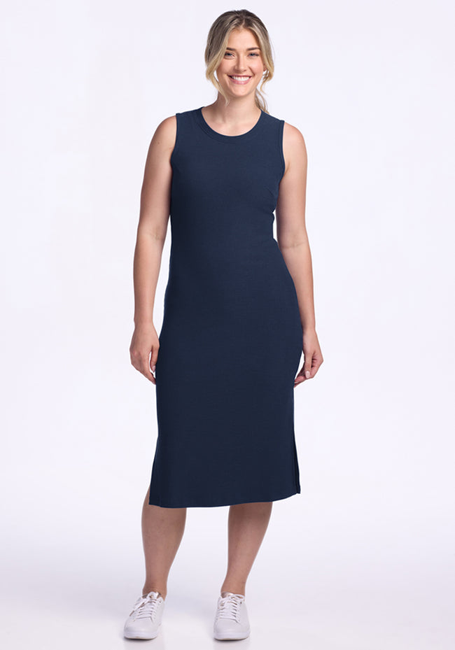Iris Ribbed Dress - Deep Navy