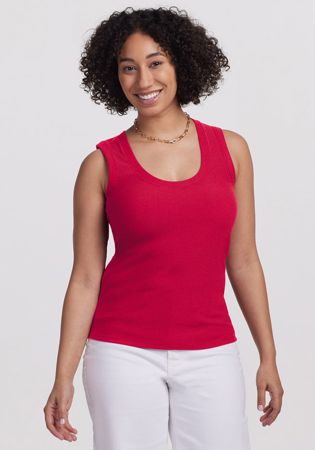 Sloane Ribbed Tank - Poppy Spark