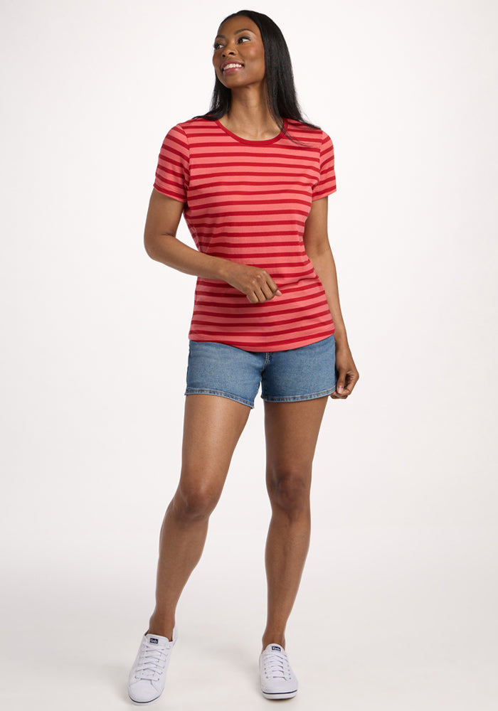 Womens Merino Wool Crew Neck Tee - Loose Fitting Breathable T