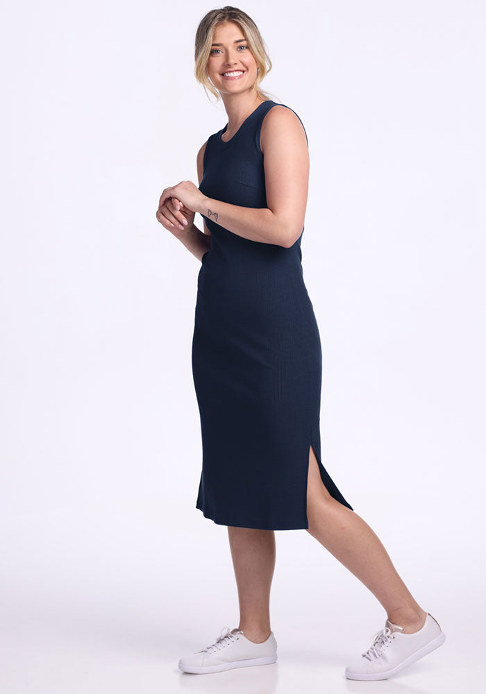 Iris Ribbed Dress - Deep Navy Deep Navy / LRG Iris Ribbed Dress - Deep Navy Deep Navy / LRG