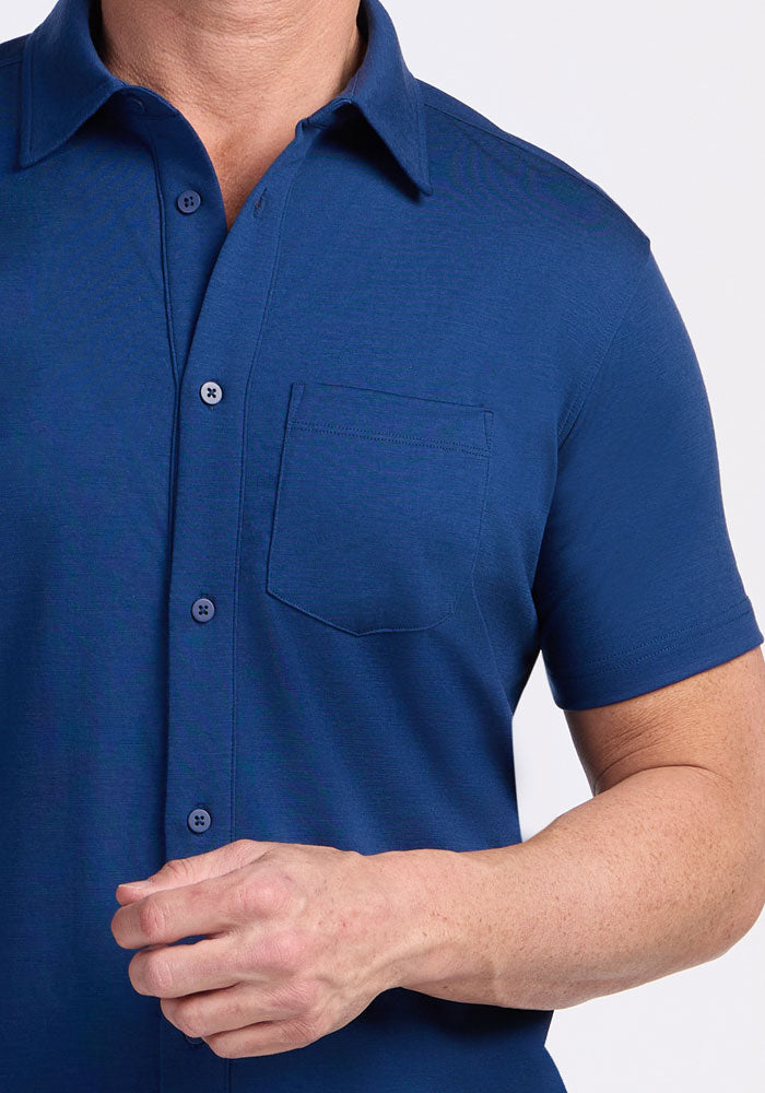 Endi Full Button Down Shirt - Estate Blue – Woolx
