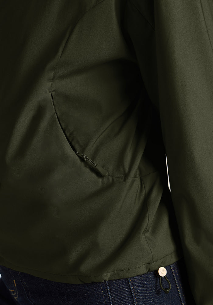 Olive green Woolx Cooper Windbreaker - Duffel Bag all-season windbreaker with a zippered side pocket.