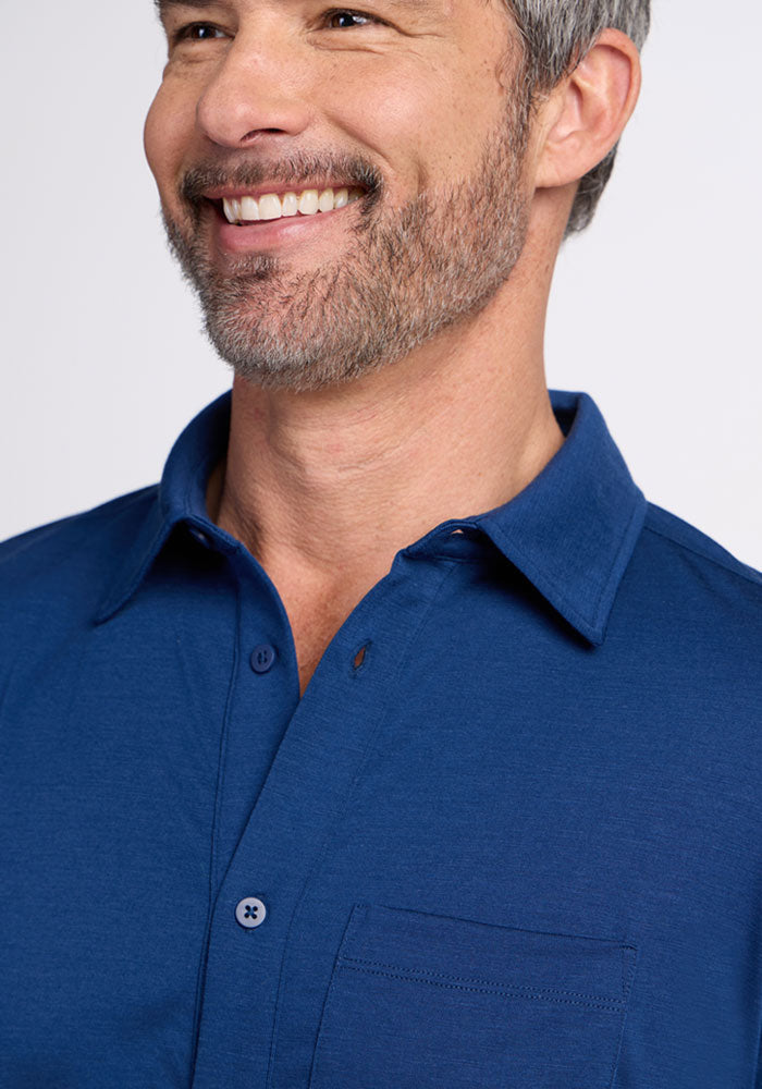 Endi Full Button Down Shirt - Estate Blue – Woolx