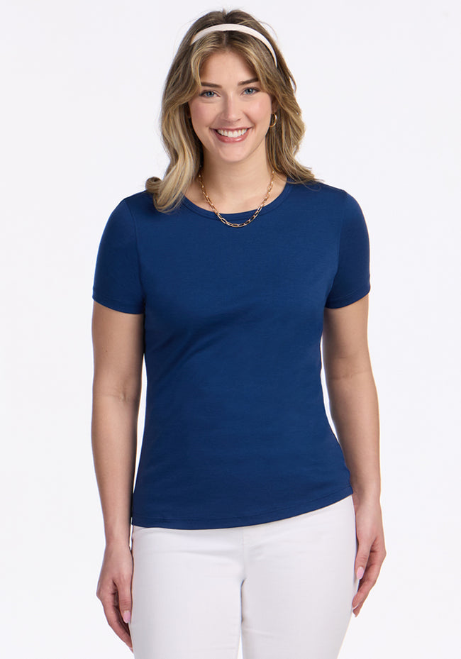 Liza Crew Neck Tee - Estate Blue