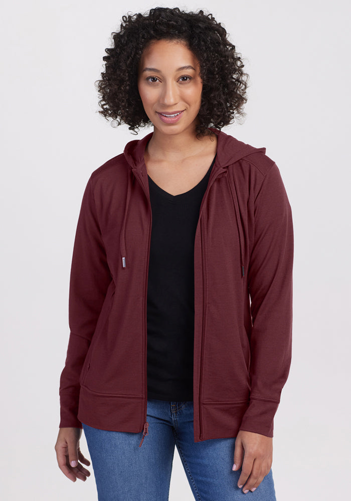 【美品】  m.u Japoness / エムユー | FLEECE RAGLAN PULLOVER トップス | F | Black | レディース Womens Merino Wool Hooded Zip Front Sweatshirt - Free Shipping – Woolx
