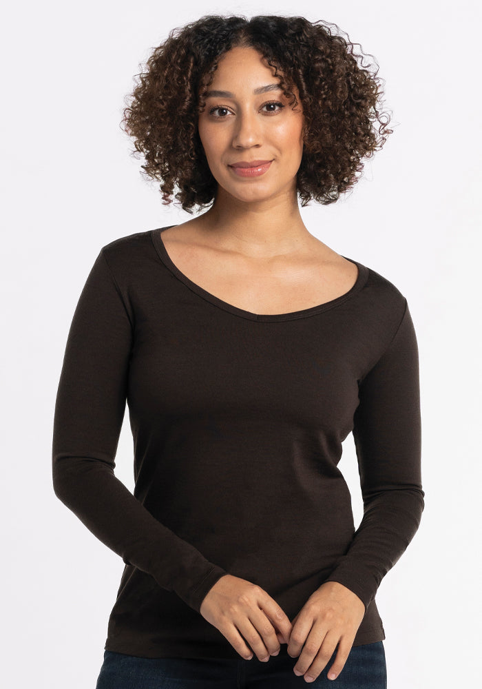 Layla V Neck Top French Roast / XSM Layla V Neck Top French Roast / XSM