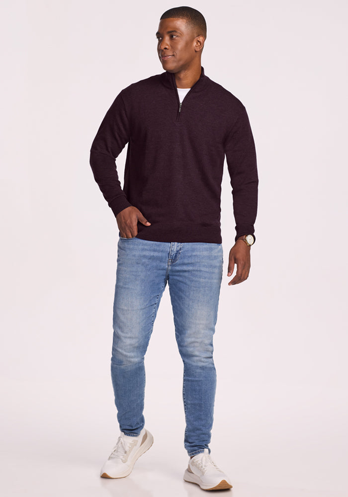 Enzo Quarter Zip - Deep Plum – Woolx