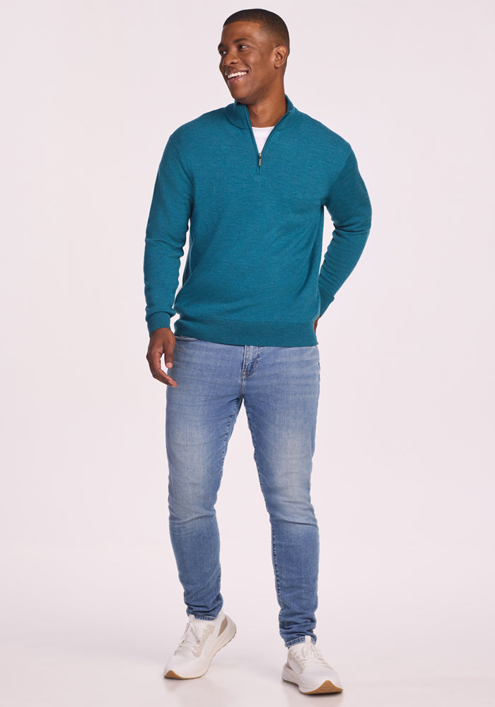 Enzo Quarter Zip - Harbor Teal – Woolx