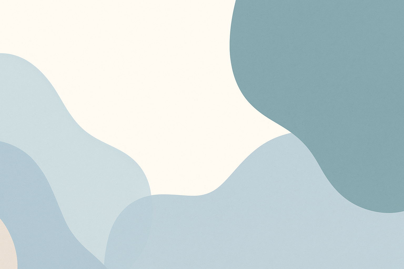 Abstract design with wavy blue shapes on a light beige background