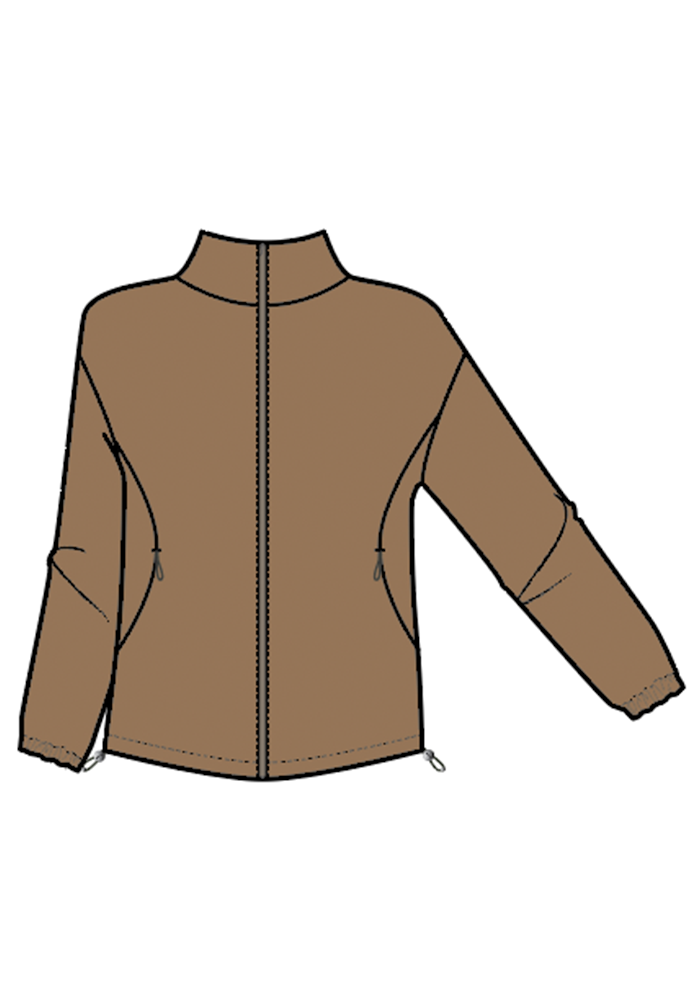 Woolx Cooper Windbreaker - Saddleback: brown zip-up, long sleeves, pockets, stand collar—great for year-round layering.