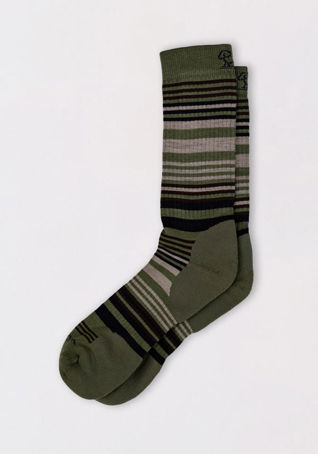 Mens Everyday Crew Socks - Winter Moss Stripe