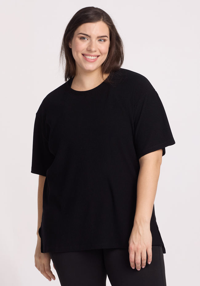 Vera Ribbed Tunic - Black