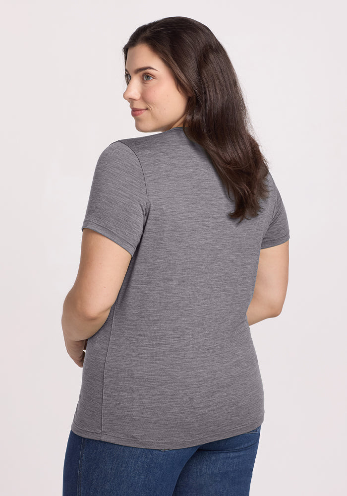 Womens Merino Wool Crew Neck Tee - Loose Fitting Breathable T
