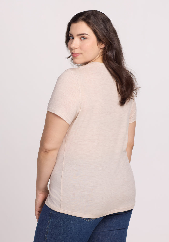 Womens Merino Wool Crew Neck Tee - Loose Fitting Breathable T