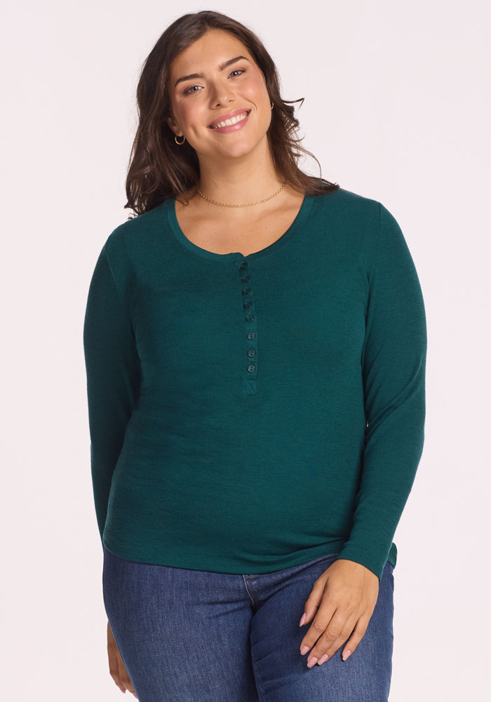 Womens Merino Wool Henley Top Made From Merino Wool - Warmth