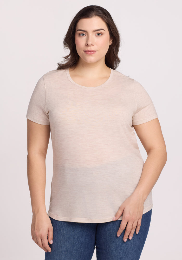 Womens Merino Wool Crew Neck Tee - Loose Fitting Breathable T