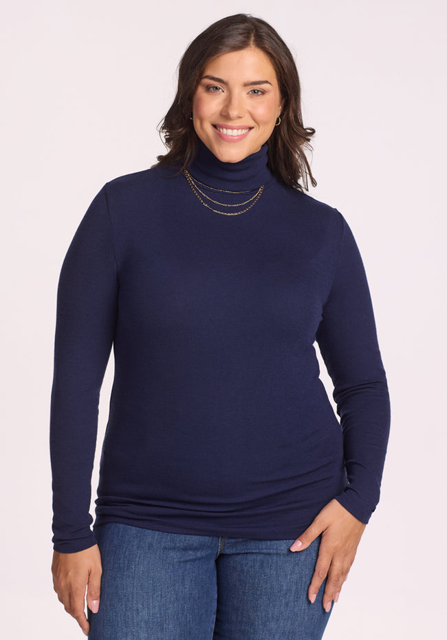 Sage Ribbed Turtleneck - Midnight Sapphire