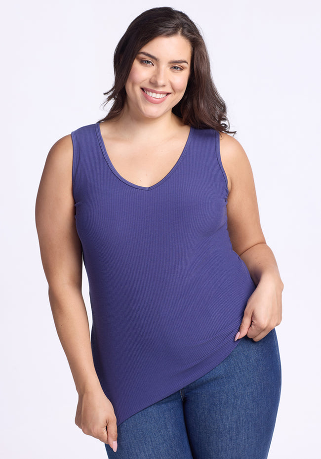 Vivi Ribbed Tank - Ink Blue