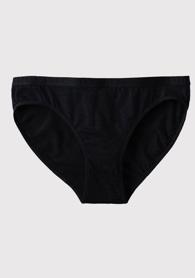 Womens Merino Wool Bikini Underwear - Black