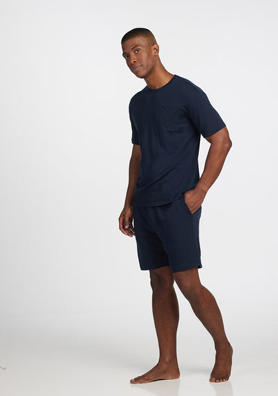 Model wearing Archer shorts - Navy
