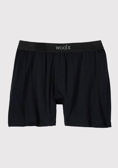 Mens Loose Fit Merino Wool Boxer Shorts - Black