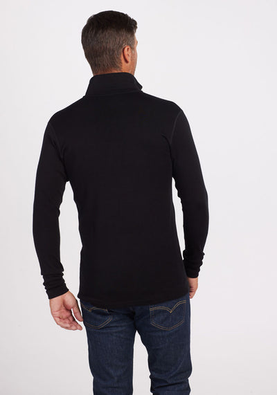 Mens 1/4 Zip merino wool base layer - Black