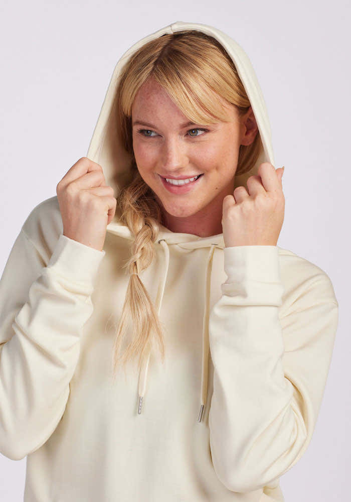 Womens wool hoodie for warmth - Cream