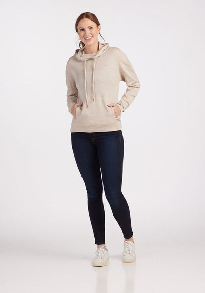 Womens merino wool hooded sweatshirt for women - Cream Heather