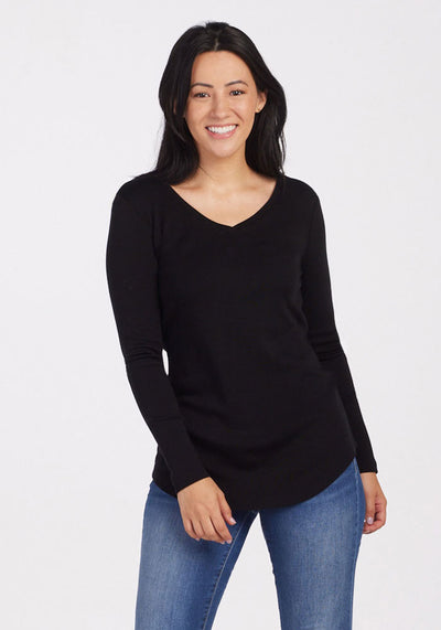 Womens merino wool tunic top - Black