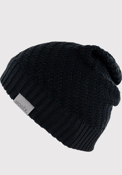 Womens Merino Wool Hat - Black 