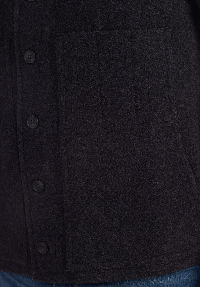 Mens merino wool button vest - Carbon Black