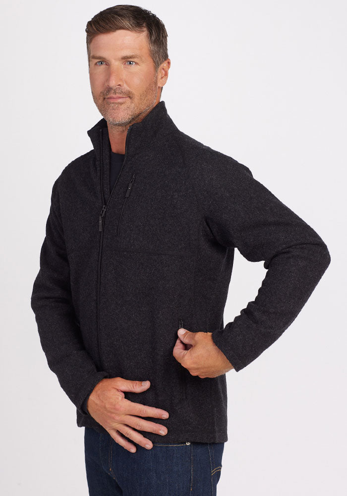 Mens merino wool jacket - Carbon Black