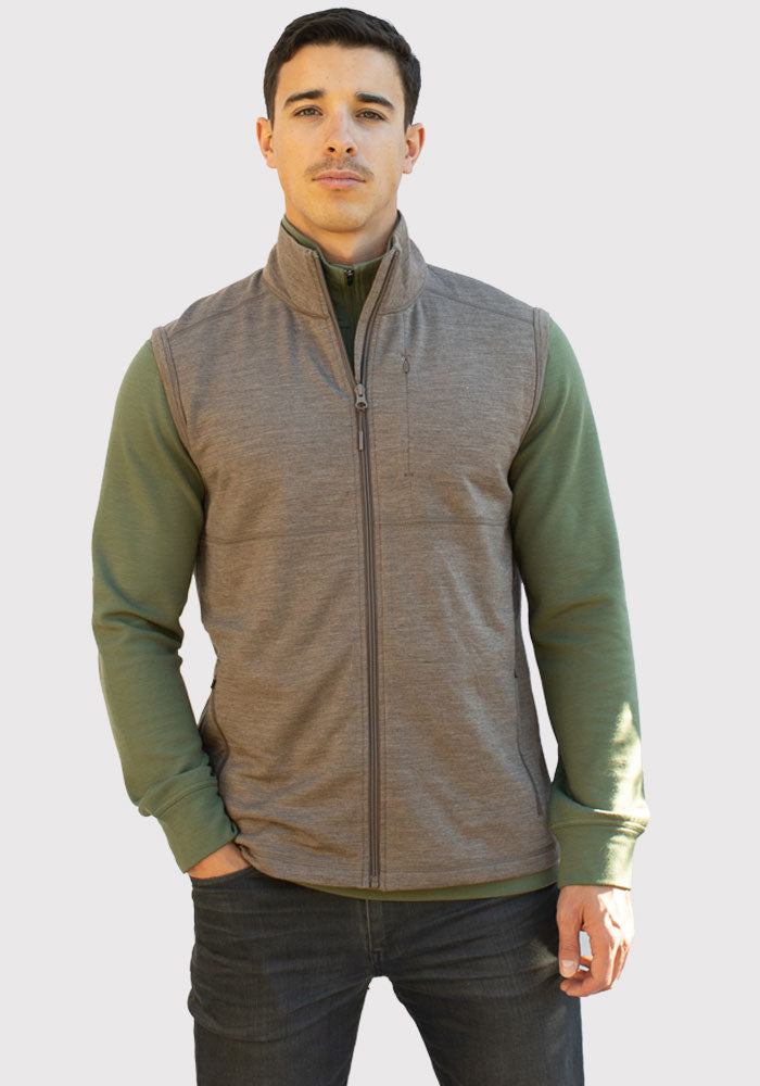 Merino wool vest for men - Simply Taupe
